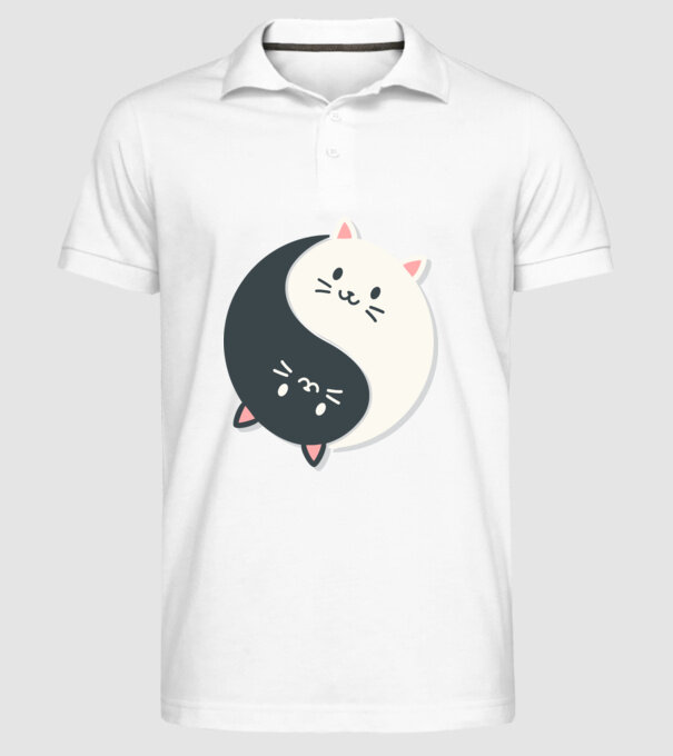 Pisicuțe Yin Yang model alb pe tricou