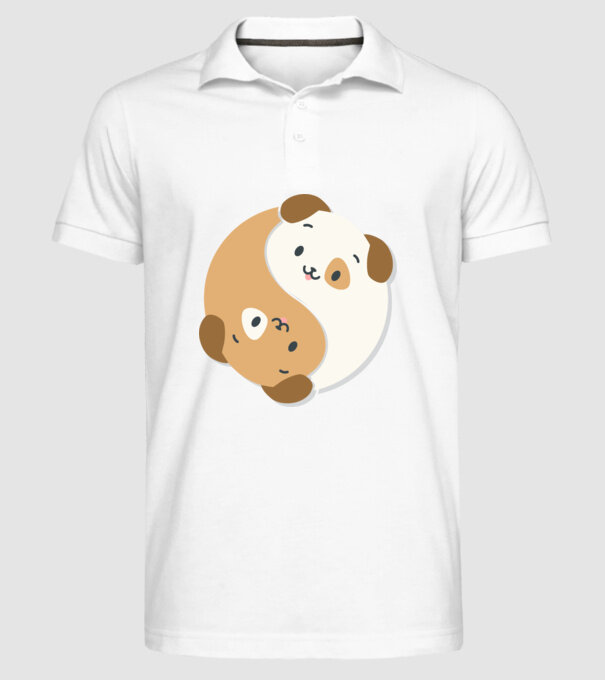 Câini Yin Yang model alb pe tricou