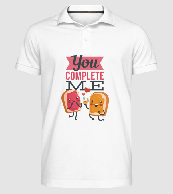 'You Complete Me Tricou drăguț pentru Valentine''s Day' model alb pe tricou