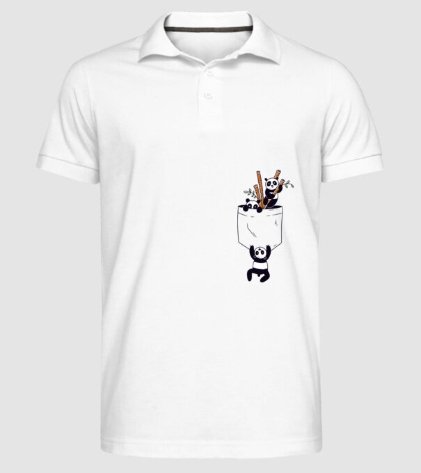 Panda de buzunar model alb pe tricou