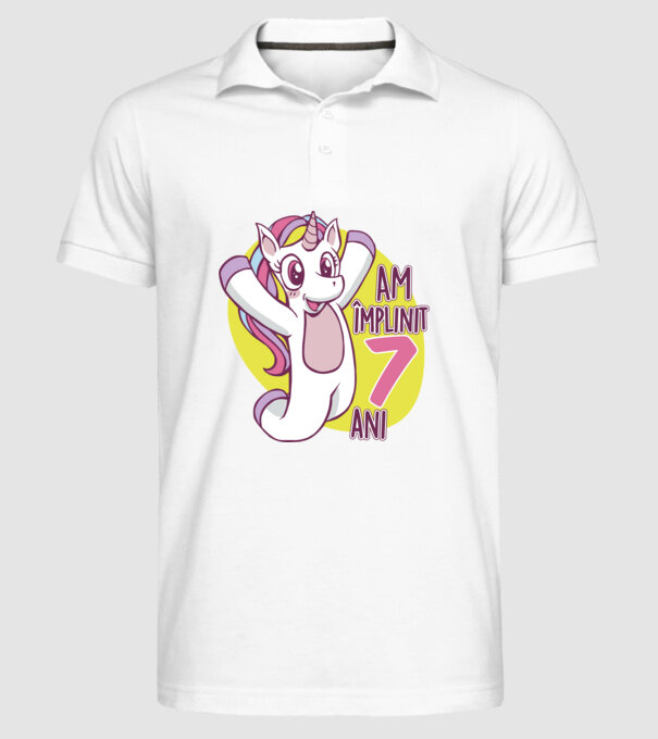 Am împlinit 7 ani model alb pe tricou