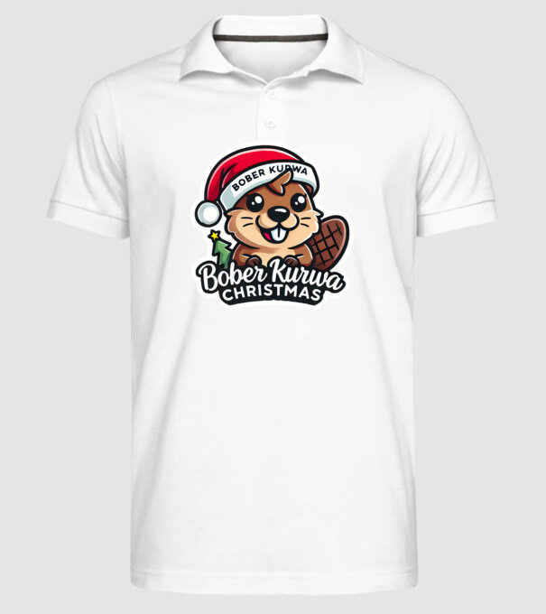 Bober Kurwa Christmas 1 model alb pe tricou