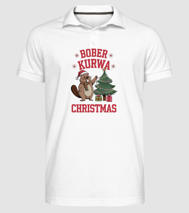 Bober Kurwa Christmas 3 model alb pe tricou