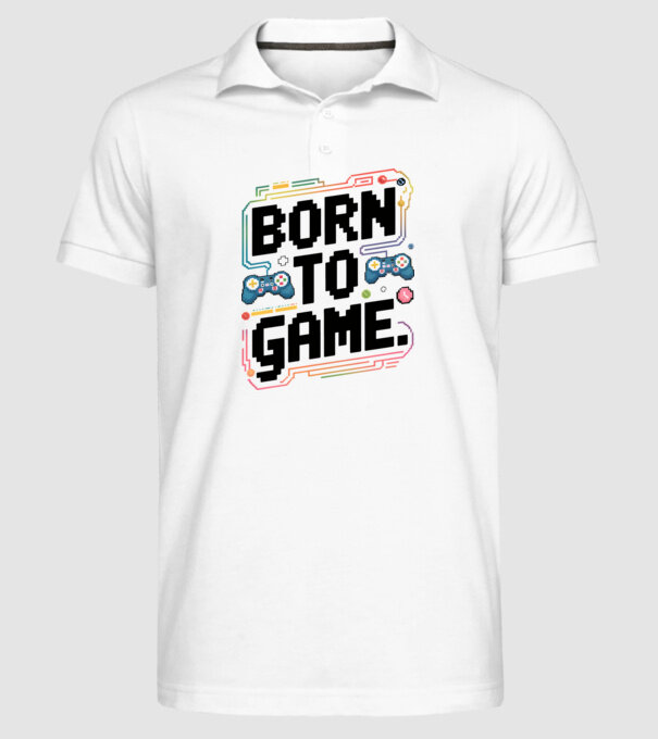 Born to Game Pixel Alb model alb pe tricou