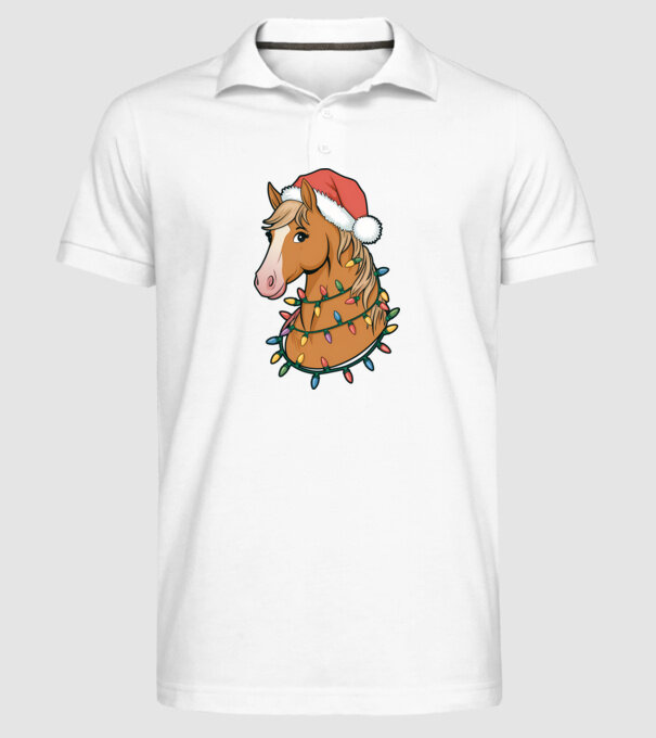Cal de Crăciun model alb pe tricou