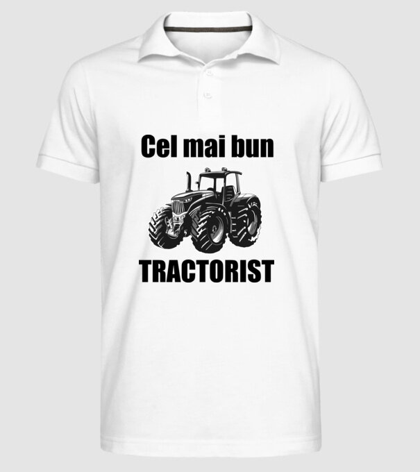 Cel mai bun tractorist model alb pe tricou
