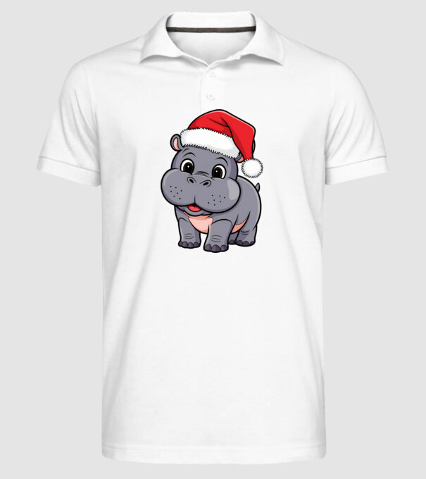 Crăciun Hippo model alb pe tricou