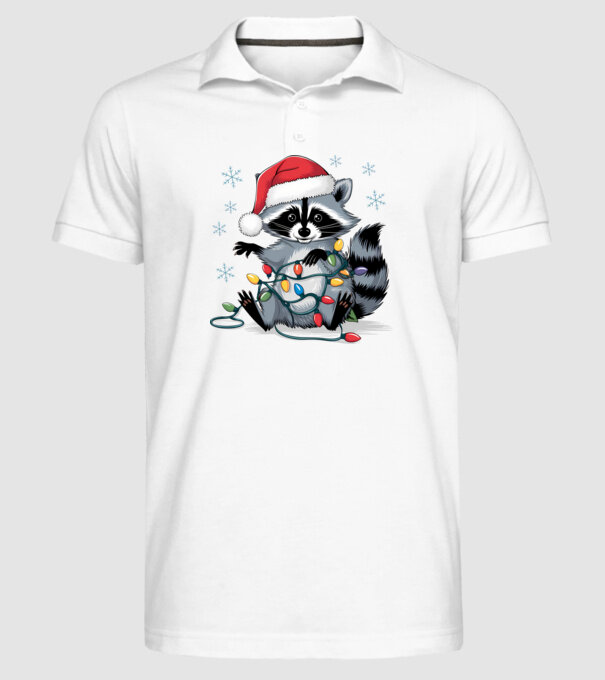 Crăciunul ratonilor Alb model alb pe tricou