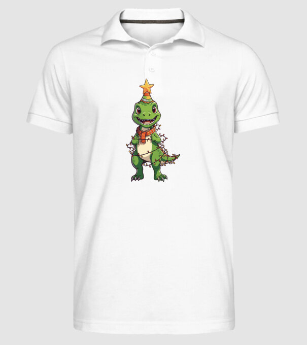 dinozaur pom de Crăciun model alb pe tricou