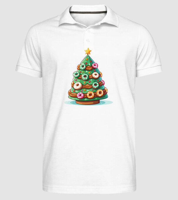 Doughnut pom de Crăciun model alb pe tricou