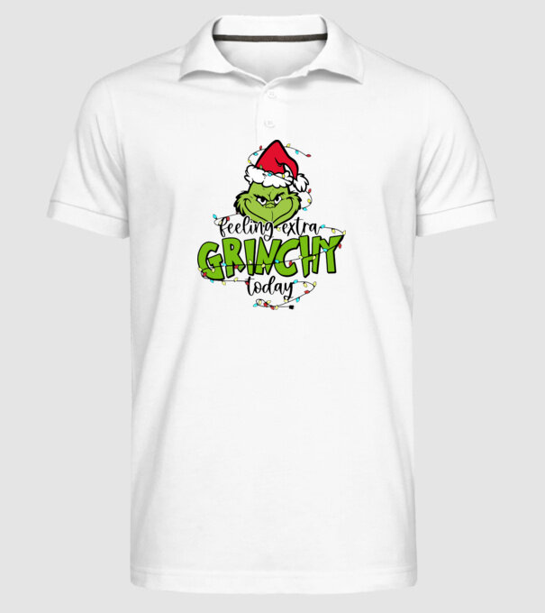 Feeling extra Grinchy today model alb pe tricou