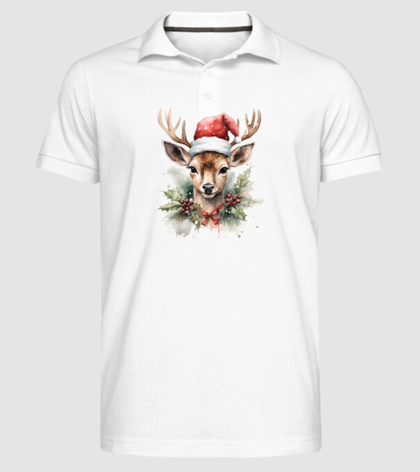 Festive Reindeer model alb pe tricou