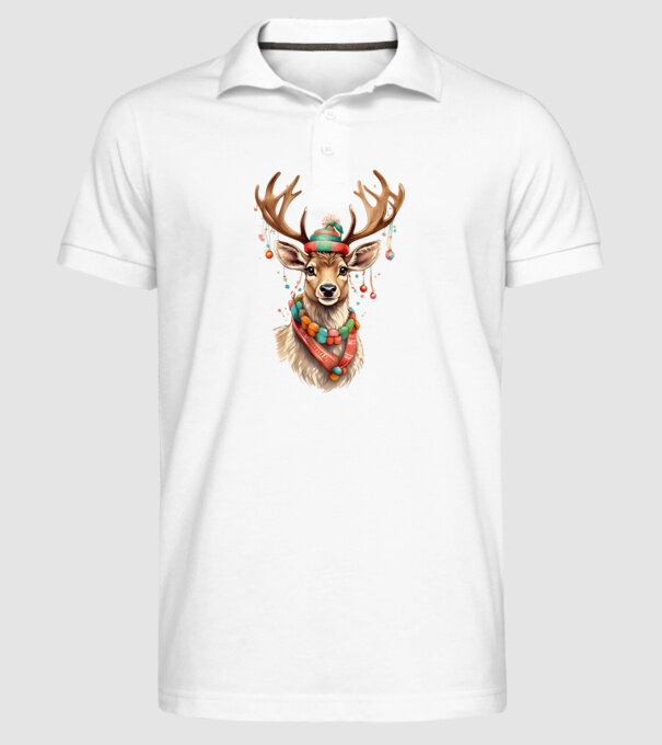 Festive Reindeer model alb pe tricou