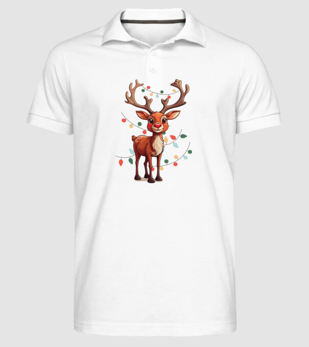 Festive Rudolph model alb pe tricou
