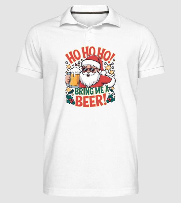 HO HO HO bring me a BEER santa Alb model alb pe tricou