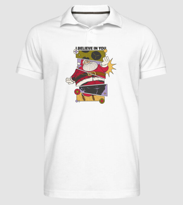 I believe in you Santa model alb pe tricou