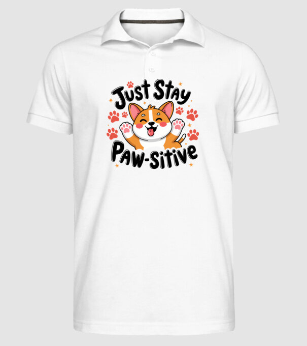 Just Stay Paw-sitive Alb model alb pe tricou