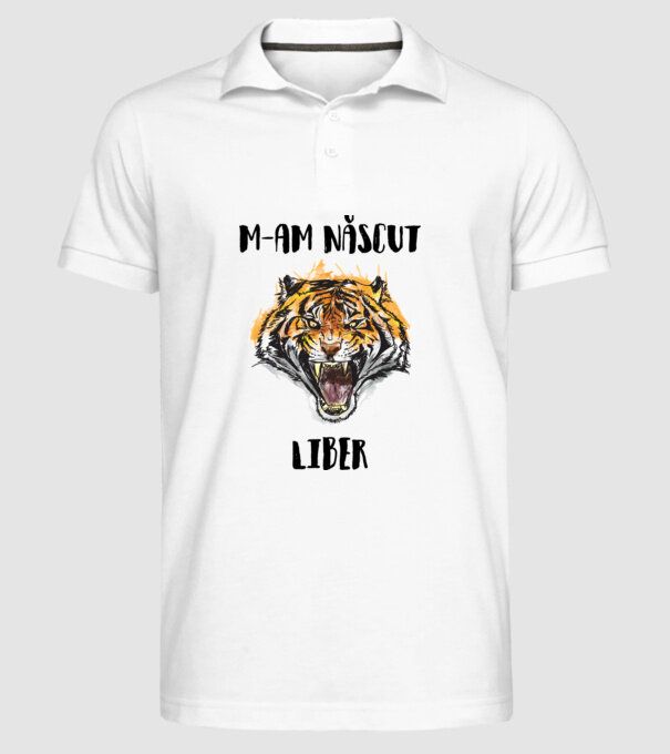 m-am născut liber model alb pe tricou