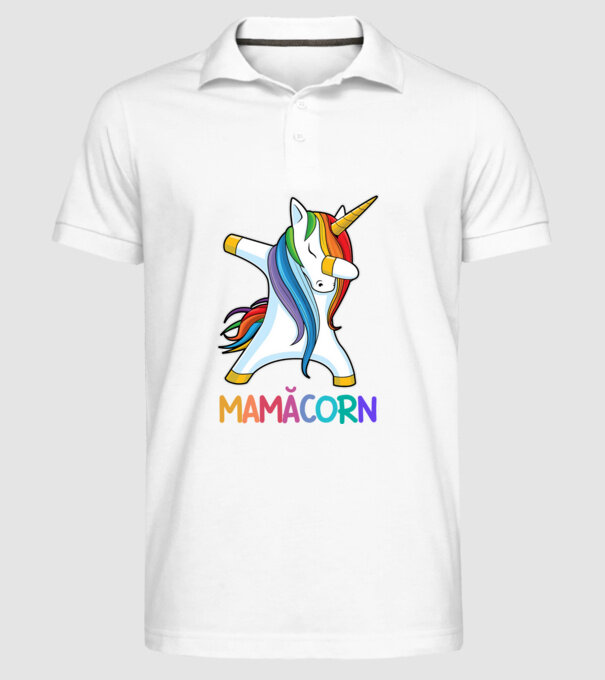 mamăcorn model alb pe tricou