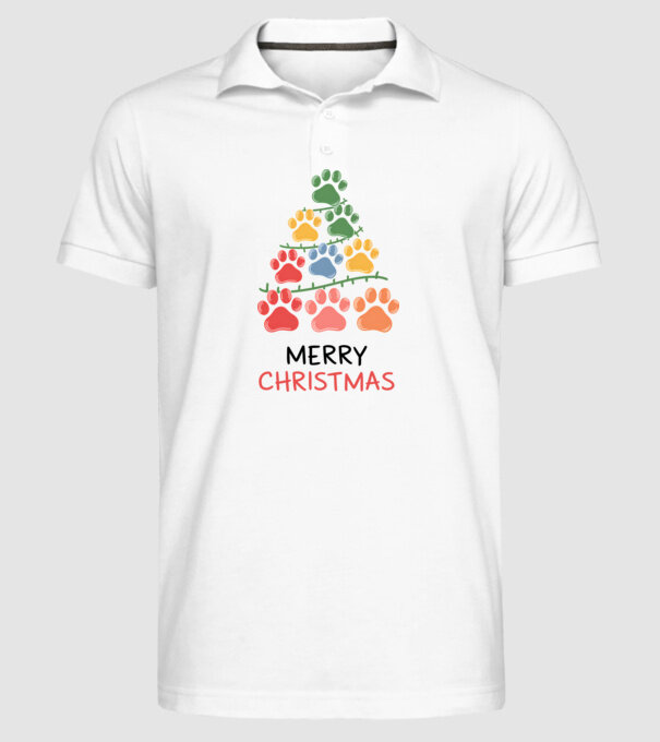 Merry Christmas Paws Alb model alb pe tricou