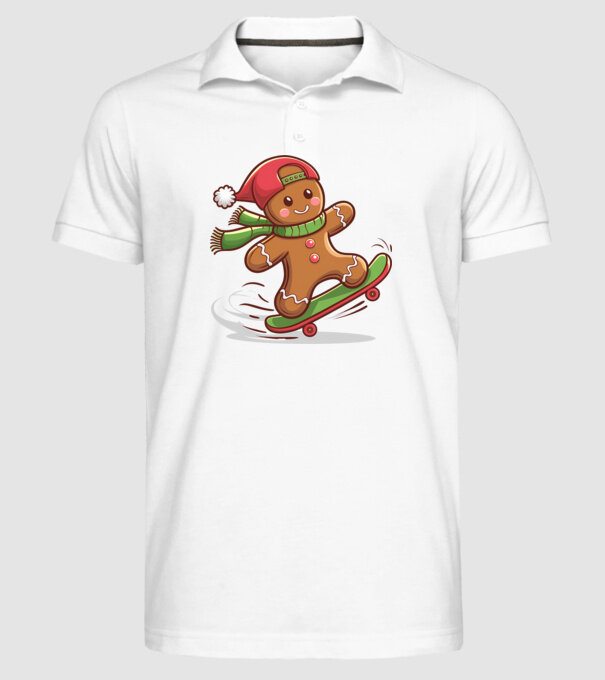 Patinator de turtă dulce model alb pe tricou
