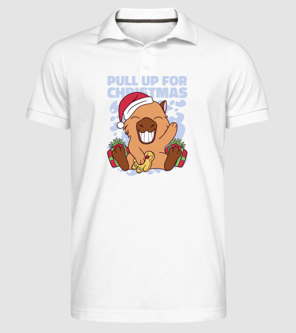 Pull up for christmas Capybara model alb pe tricou