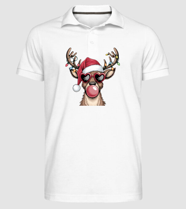 Ren amuzant de Crăciun model alb pe tricou