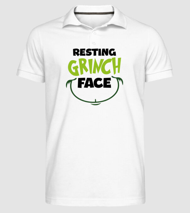 Resting Grinch face model alb pe tricou