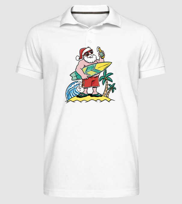 Santa Claus Summer model alb pe tricou