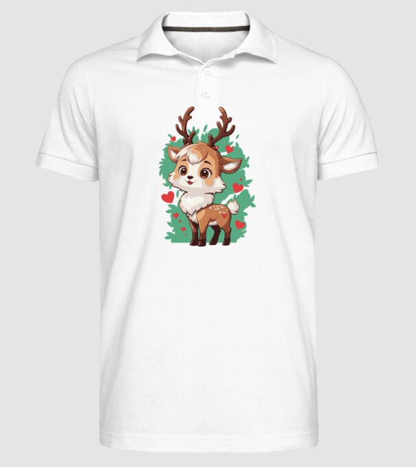 Valentine Deer model alb pe tricou