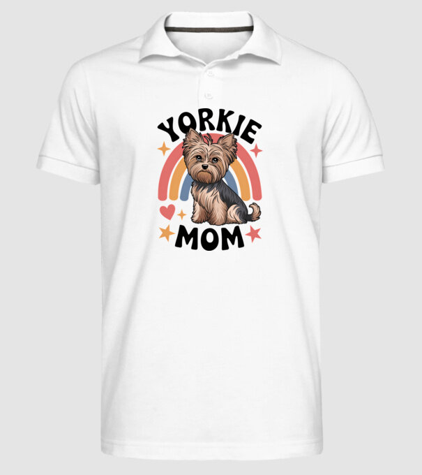Yorkie Mom Alb model alb pe tricou