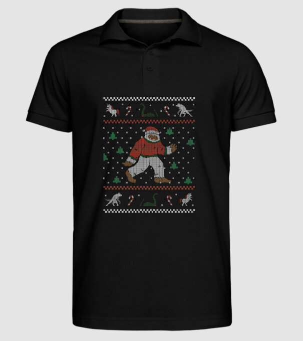 Ugly Sweater Yeti model negru pe tricou