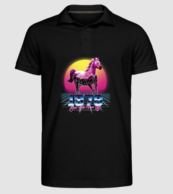 1978 Year of the Horse model negru pe tricou