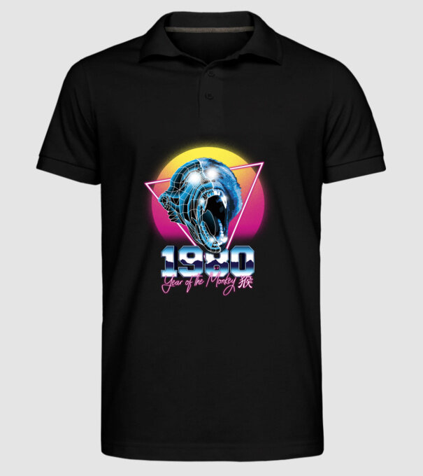 1980 Year of the Monkey model negru pe tricou