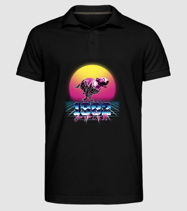 1982 Year of the Dog model negru pe tricou
