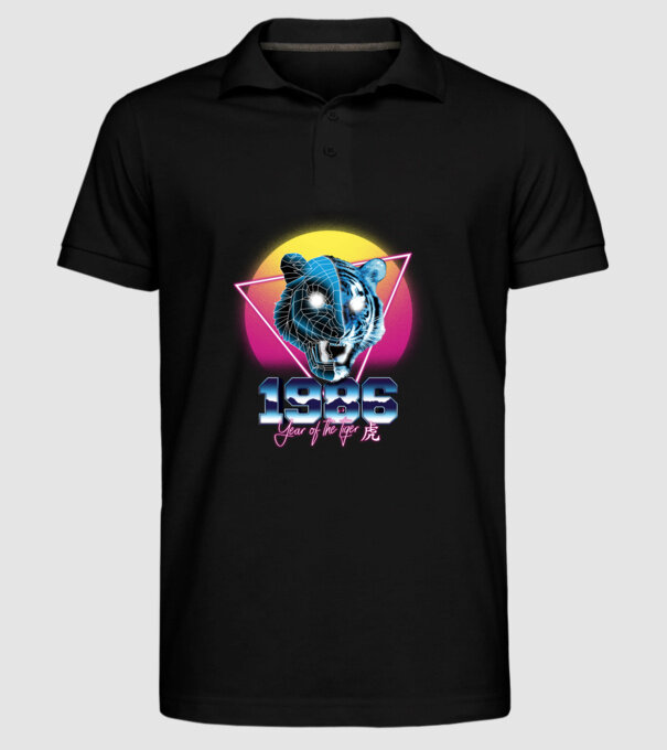 1986 Year of the Tiger model negru pe tricou