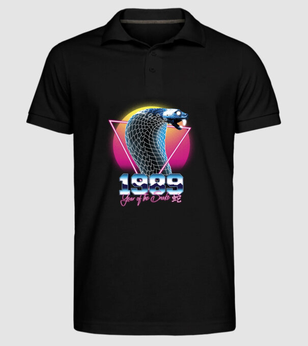 1989 Year of the Snake model negru pe tricou