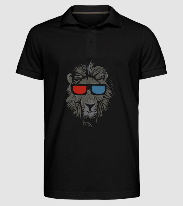 Leu 3d model negru pe tricou