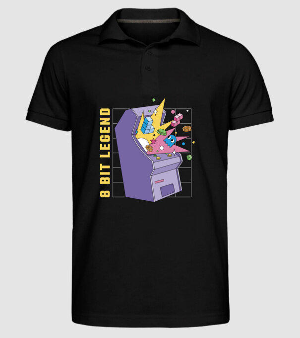 8 Bit Legendă Arcade Slot Machine model negru pe tricou