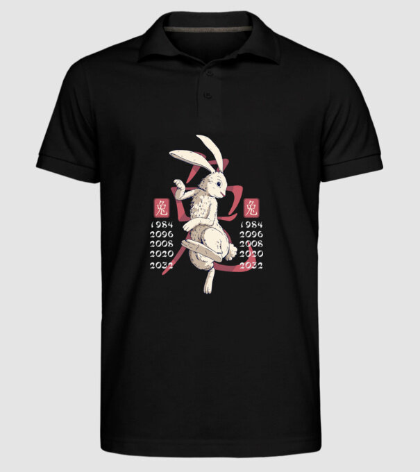 Year of the Rabbit model negru pe tricou