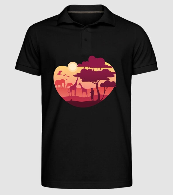Peisaj african model negru pe tricou