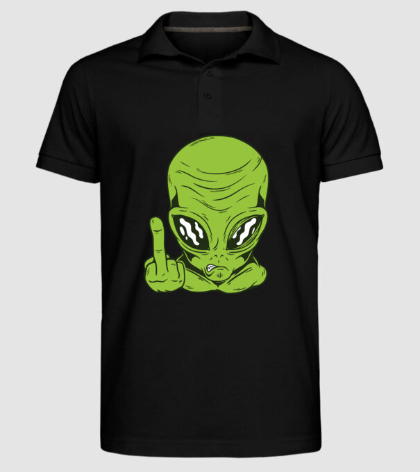 Alien arată degetul model negru pe tricou