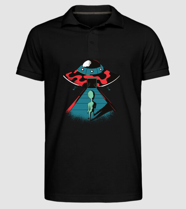 Alien Ufo model negru pe tricou