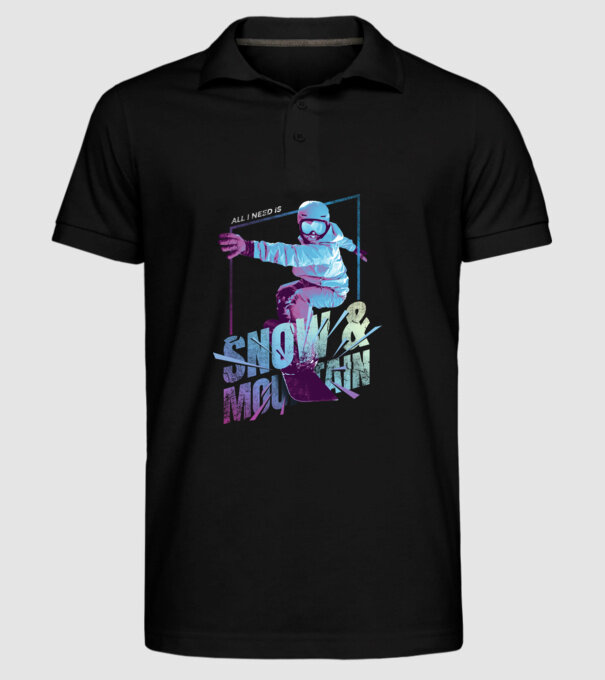 All I need is Snowboard model negru pe tricou