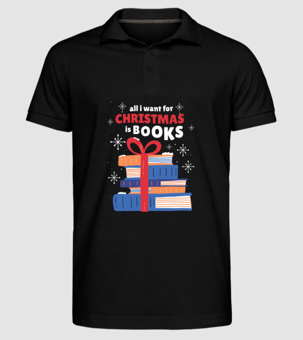 All I want for Christmas is Books tricou cu cărți model negru pe tricou