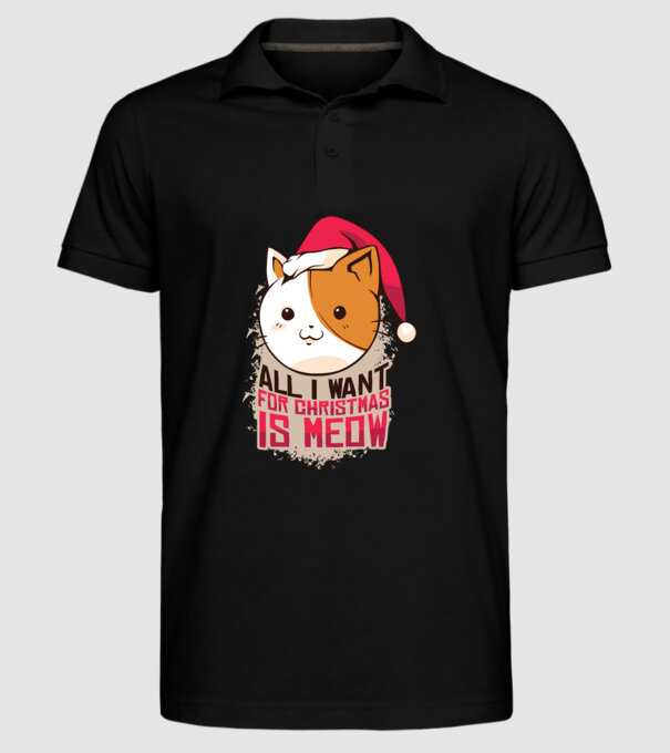 All I want for christmas is MEOW tricou cu pisică model negru pe tricou
