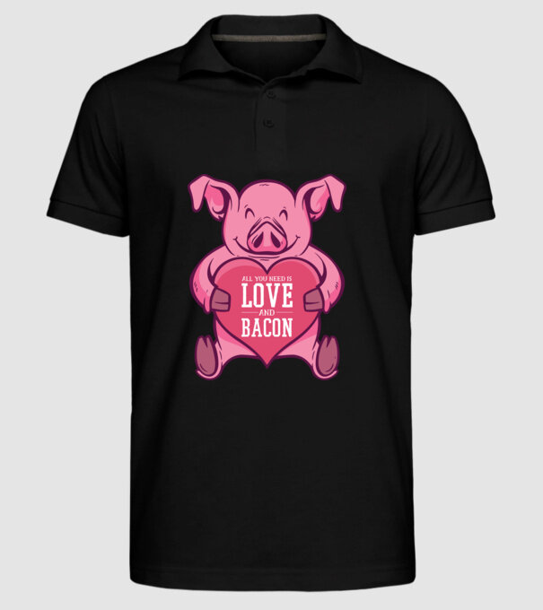 All you need is love and bacon model negru pe tricou