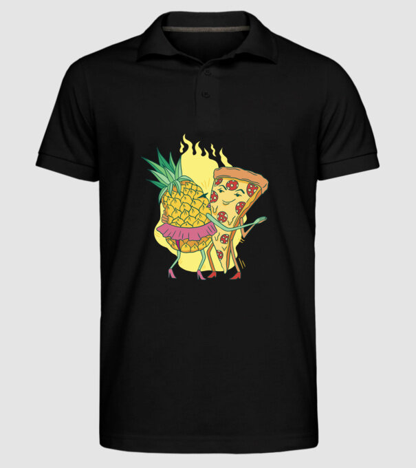 Pizza cu ananas Dragoste model negru pe tricou