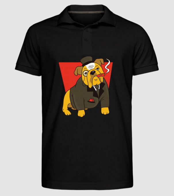 Bulldog englezesc cu trabuc model negru pe tricou