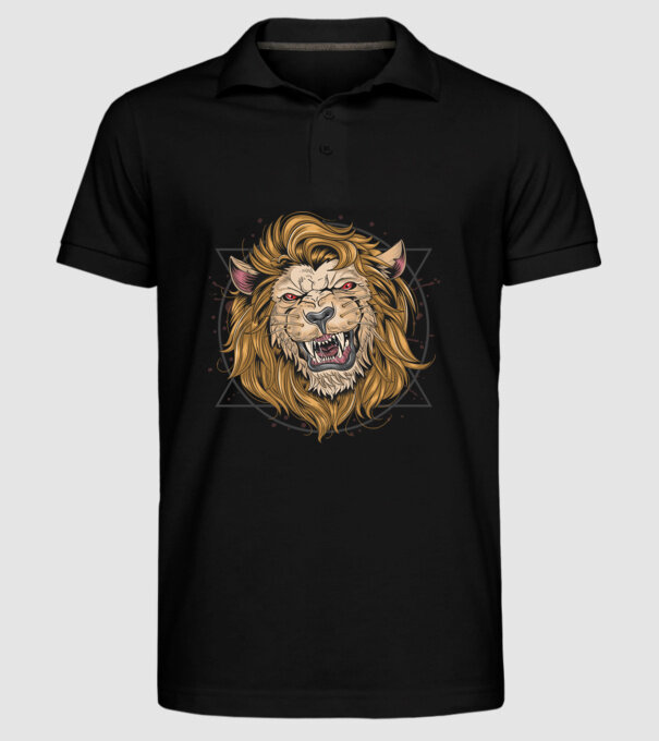 angry lion model negru pe tricou